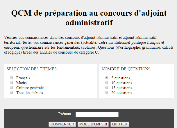 QCM tirés des annales pour préparer les concours d'adjoint