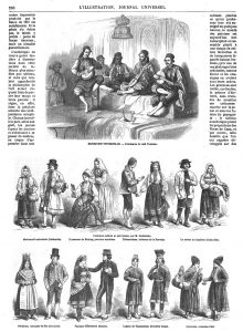 Exposition universelle de 1867 : l’orchestre du café tunisien; costumes suédois et norvégiens