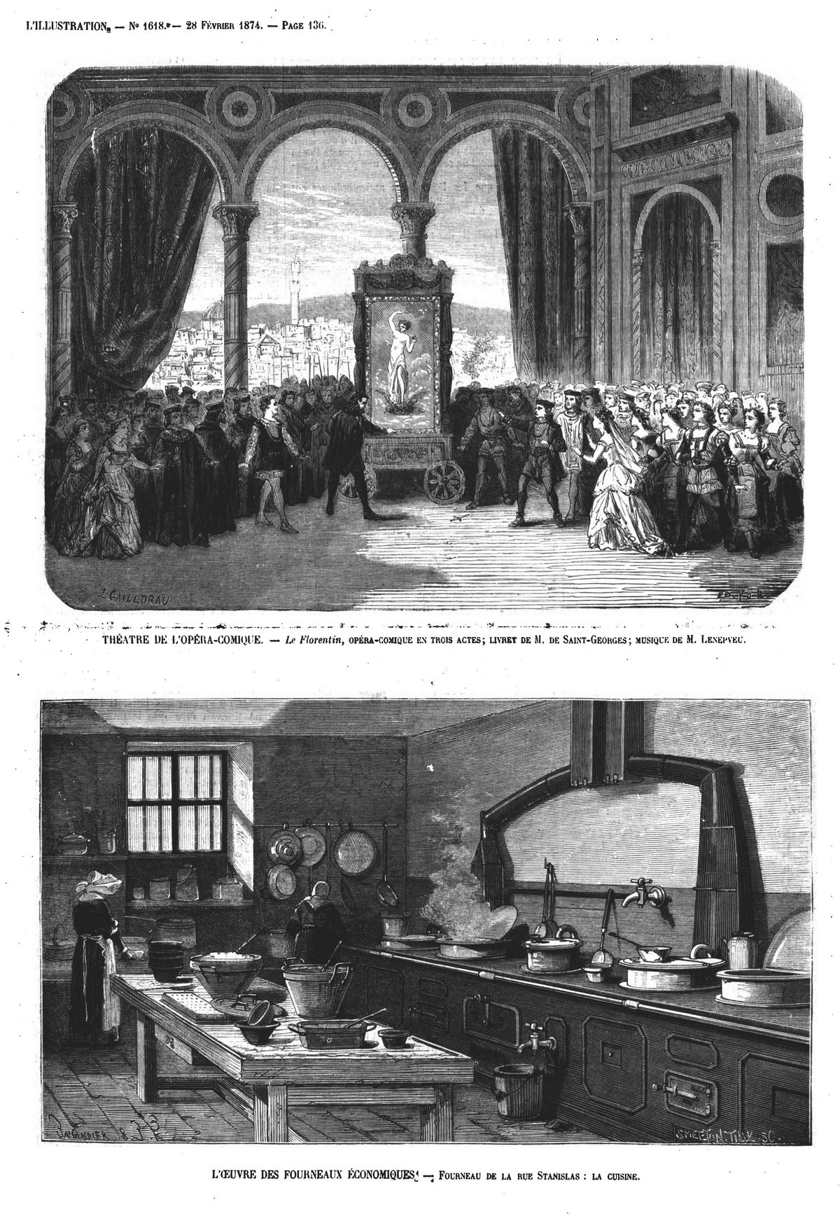 théatre de l'opéra-comique. - le florentin, opéra-comique en trois actes - l'oeuvre des fourneaux économiques - fourneau de la rue stanislas : la cuisine.1874