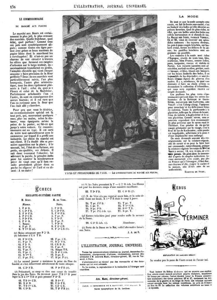 Types et physionomies de Paris : le commissionnaire du marché aux fleurs. (gravure 1874)