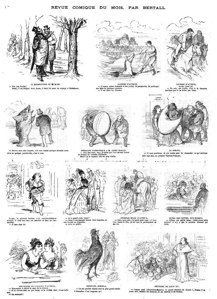 Revue comique du mois, par Bertall (13 sujets). (gravure 1874)