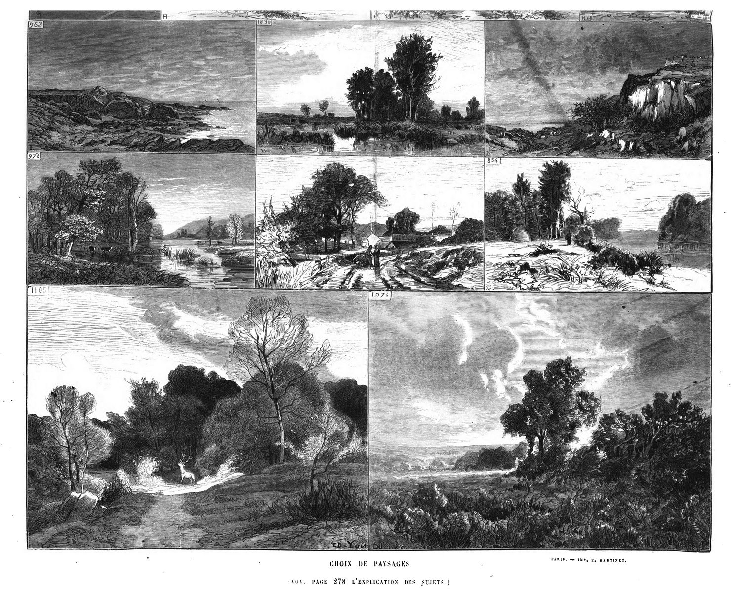 Choix de paysages; (gravure 1874)