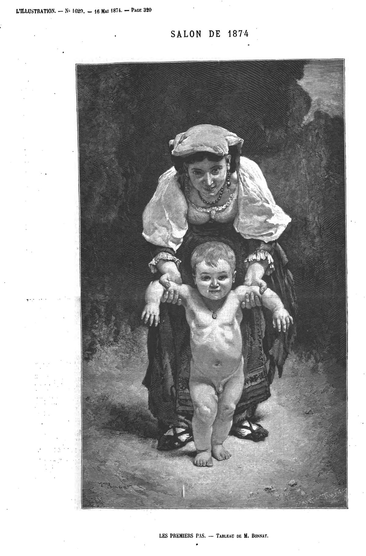 Salon de 1874 : Les premiers pas, tableau de M. Bonnat.M.