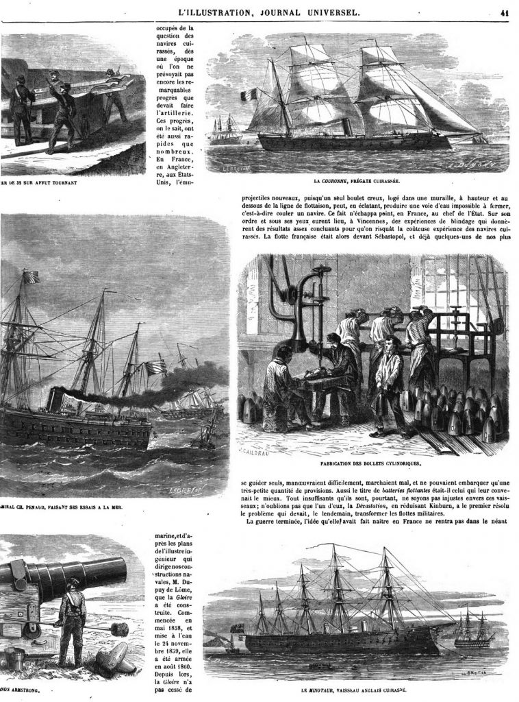 Les navires cuirassés et les nouveaux canons,en France et en Angleterre