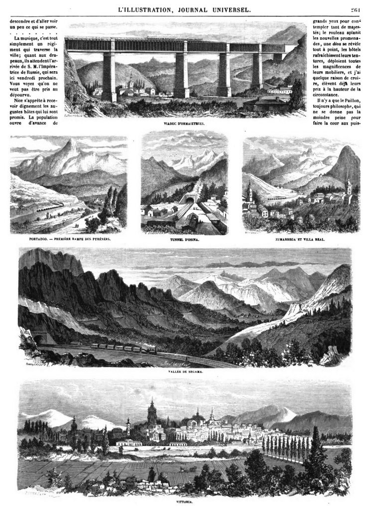 Chemin de fer de Bayonne à Madrid (10 gravures).1864