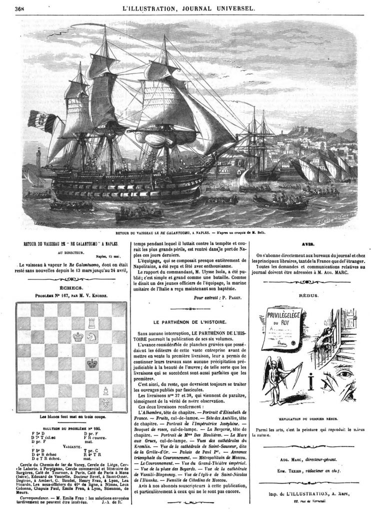 Arrivée du vaisseau Re Galantuomo. A Naples 1864