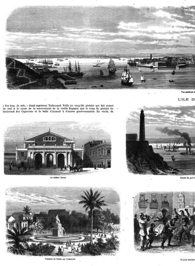 L’ile de Cuba : La Havane : Vue générale du port et de la ville; gravure du 19ème, 1870