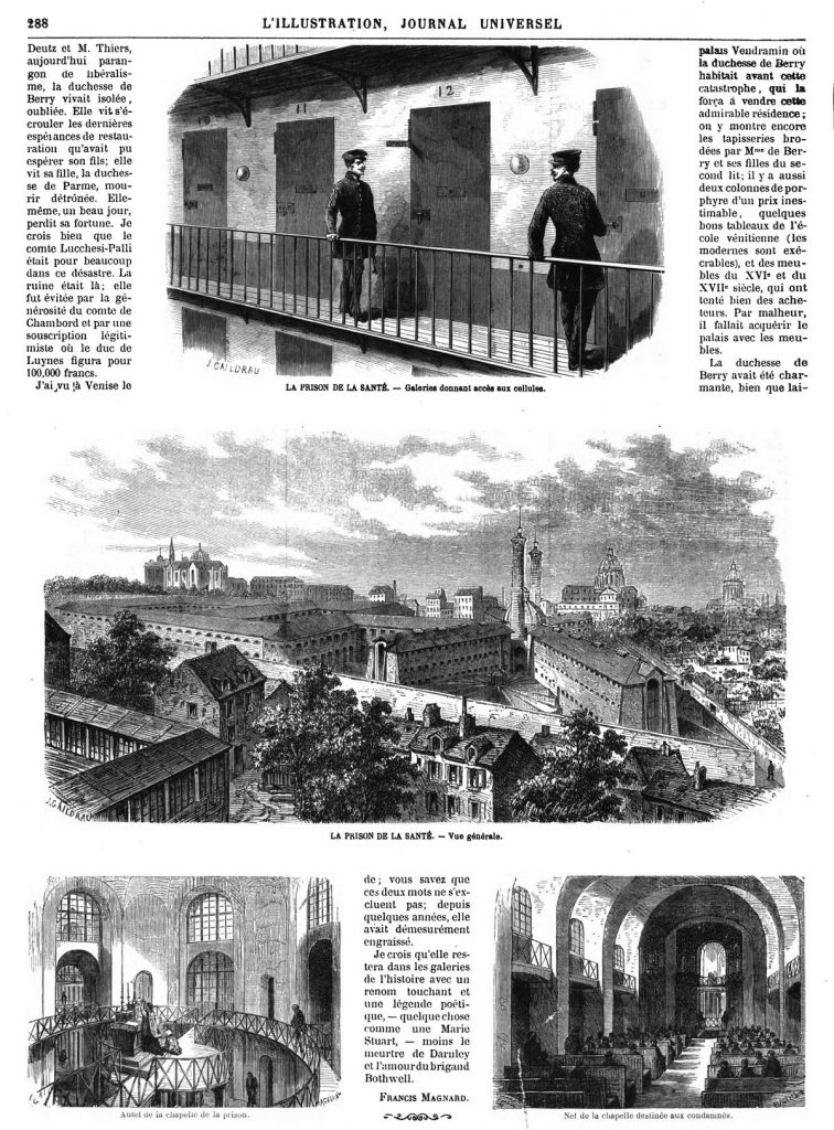 La prison de la Santé (4 gravures). Dessins et gravures du 19ème siècle