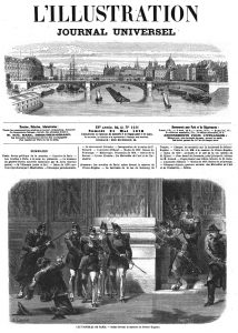 Les troubles de Paris: scène devant la caserne du Prince-Eugène. Illustration, gravure 1870
