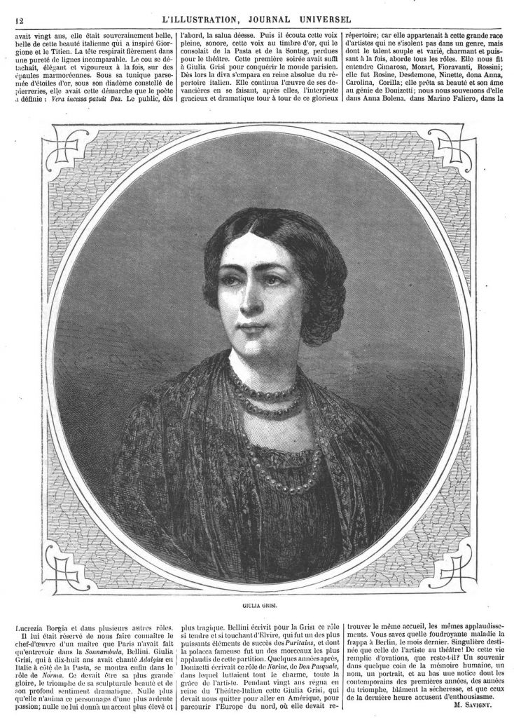 PORTRAIT DE GIULlA GRISI.1870