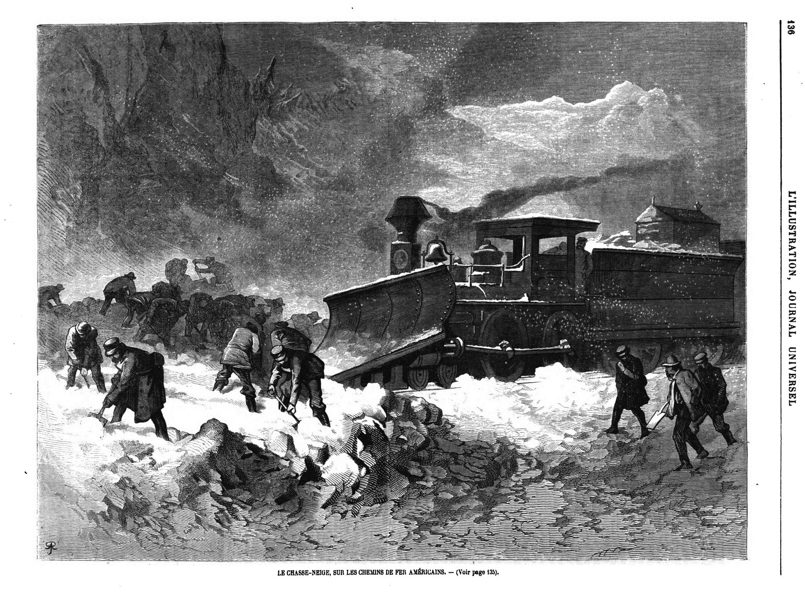 Le chasse-neige sur les chemins de fer américains. 1870