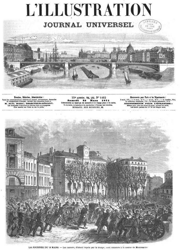 La journée du 18 mars : les canons, d’abord repris par la troupe, sont ramenés à la mairie de. Montmartre