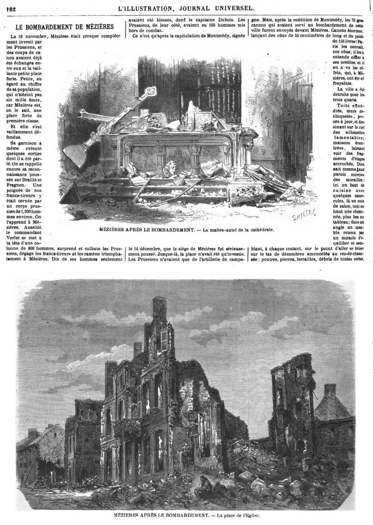 Mézières après le bombardement : le maître-autel de la cathédrale
