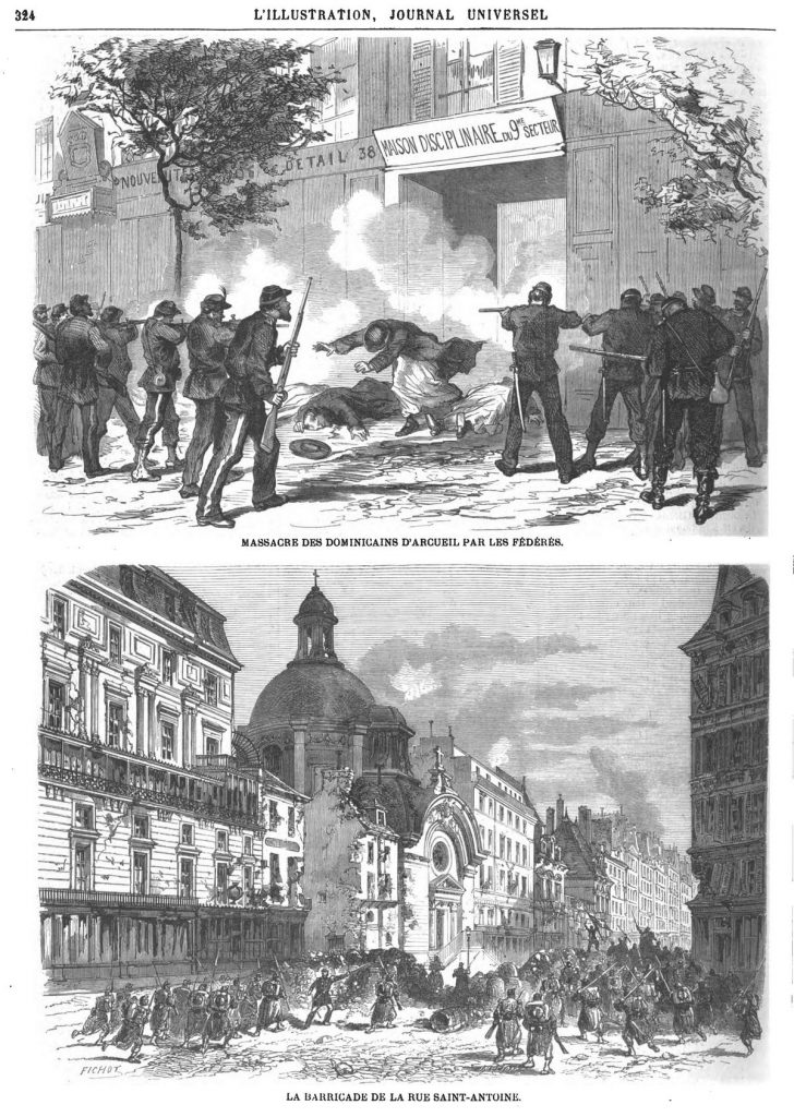 Massacre des Dominicains d’Arcueil par les fédérés. — La barricade de la rue Saint-Antoine.