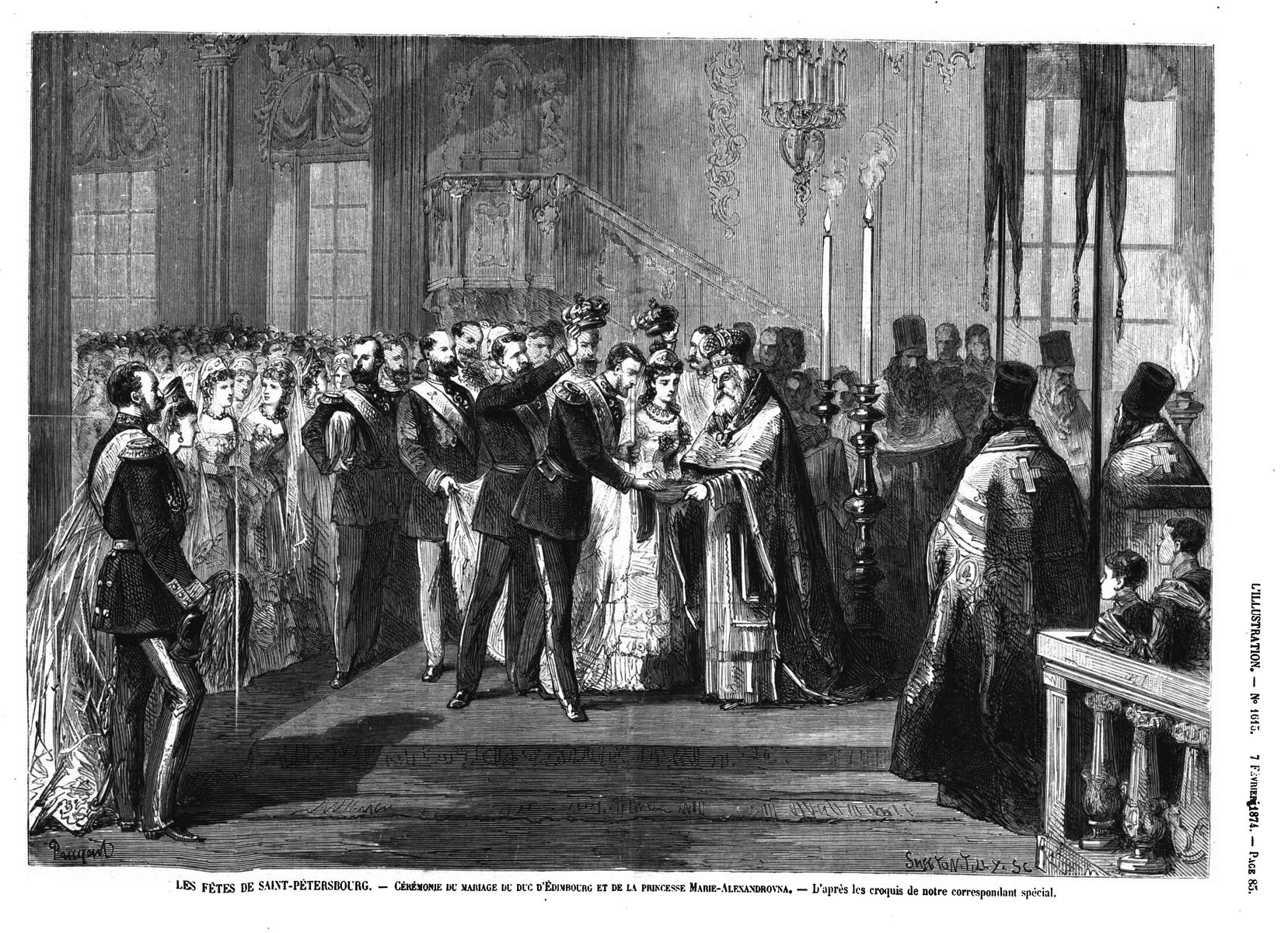 Les fêtes de Saint-Pétersbourg Cérémonie du mariage du duc d’Edimbourg et de la princesse Alexandrovna. 1874