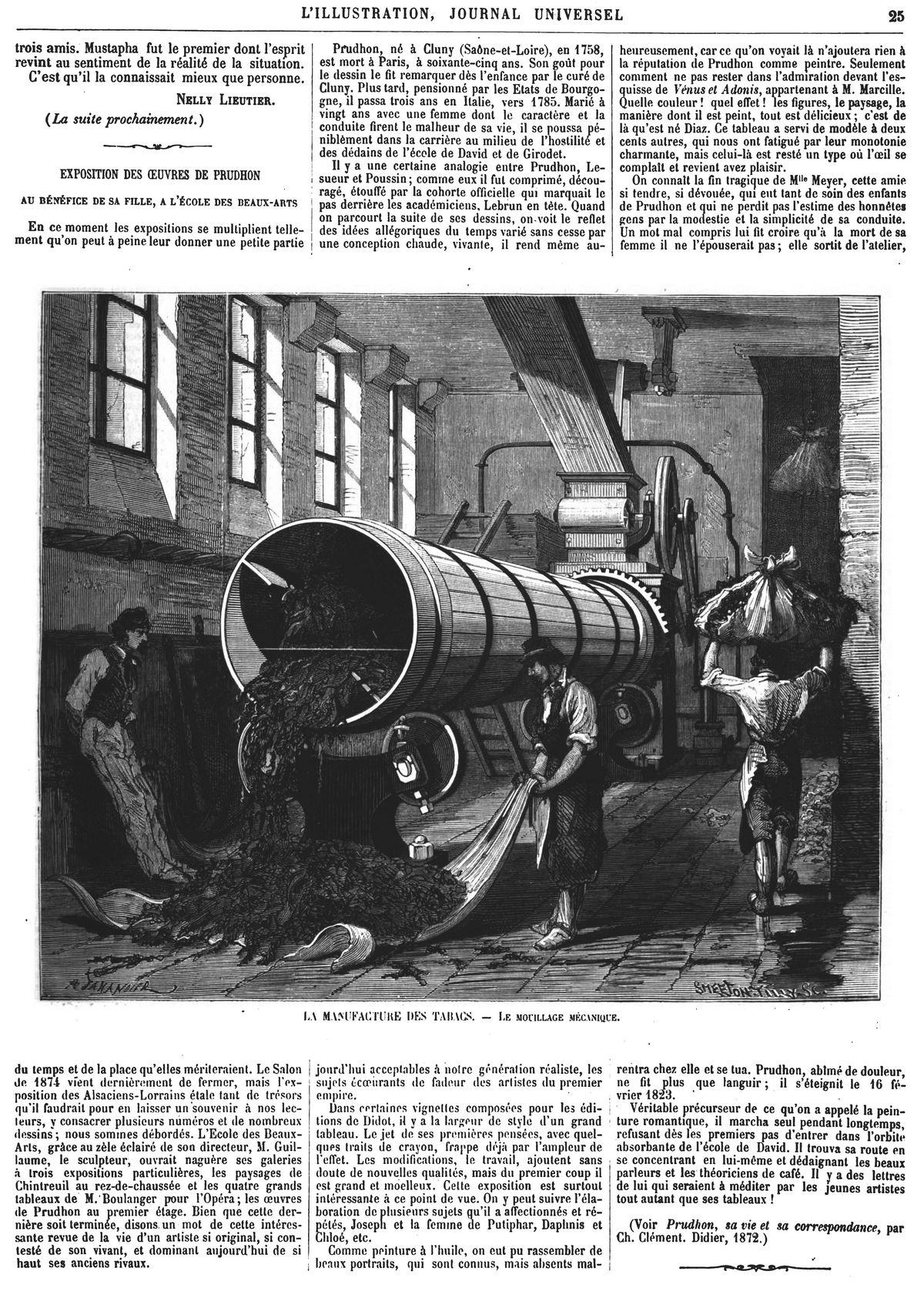 Paris : la Manufacture des tabacs : l’écabochage ; (gravure 1874) — l’époulardage ; (gravure 1874)
