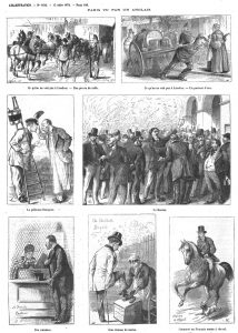 Paris vu par un Anglais, Londres vu par un Français (13 sujets).(gravure 1874)