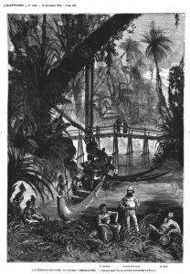 L’expédition française aux ruines cambodgiennes : embarquement des sculptures rapportées en France; Gravures 1874