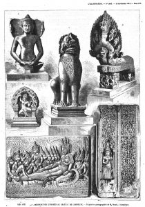 Les antiquités cambodgiennes exposées au château de Compiègne. Gravures 1874