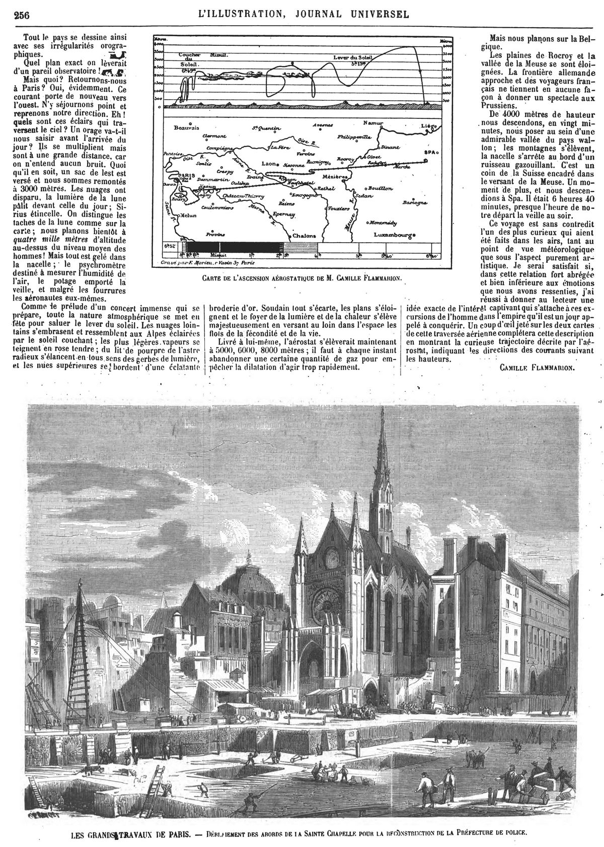 Les grands travaux de Paris : déblaiement des abords de la Sainte Chapelle pour la reconstruction de la Préfecture de police. (gravure 1874)