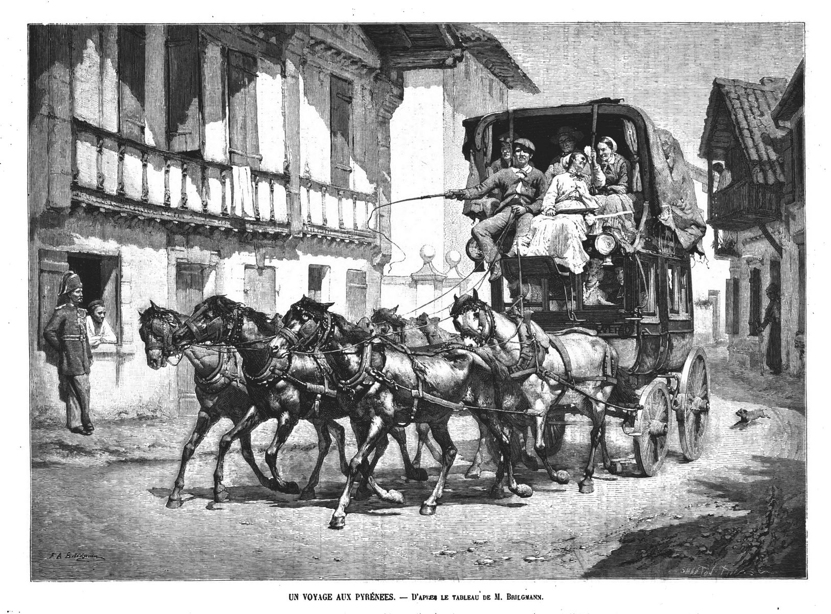 Un voyage aux Pyrénées, d’après le tableau de M. Bridgmann. Gravure 1874