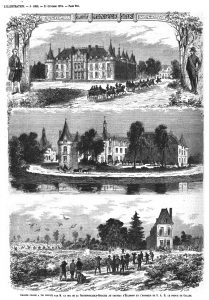 Grande chasse à tir donnée par M. le duc de la Rochefoucauld-Bisaccia au château d’Eclimont en l’honneur de S. A. R. le prince de Galles. Gravure 1874
