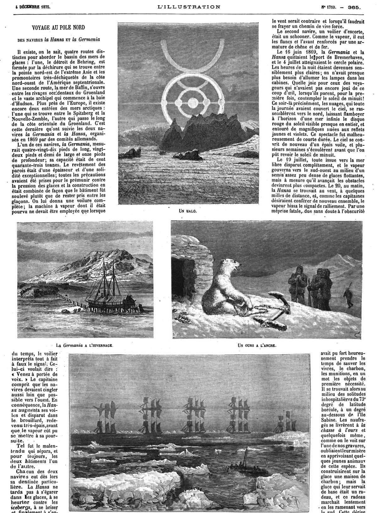 Voyage au pôle Nord des navires la Hansa et la Germania (4 gravures). 1875