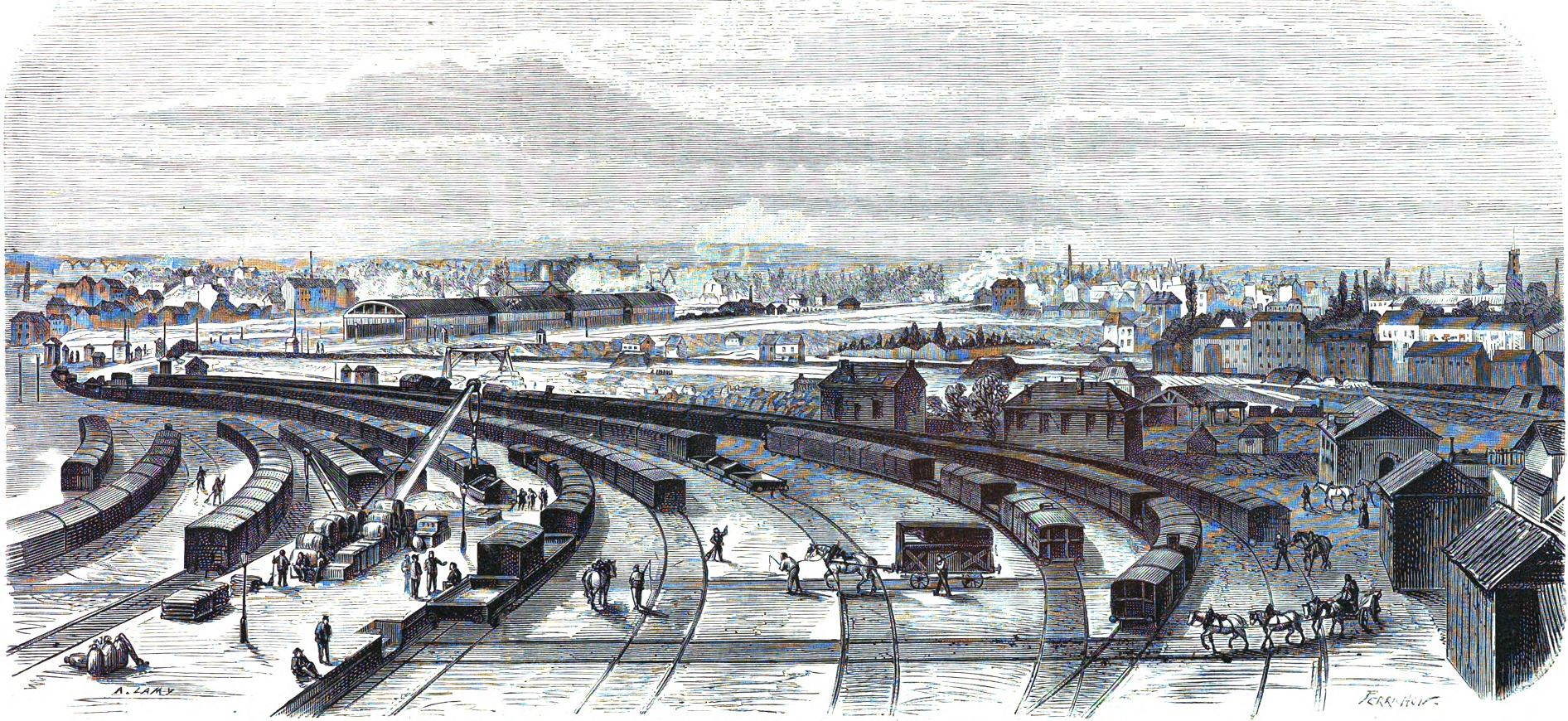 Les batteries des fédérés établies le long du chemin de fer de l’Ouest, entre les fortifications etet les fédérés, à l’Ouest de Paris.