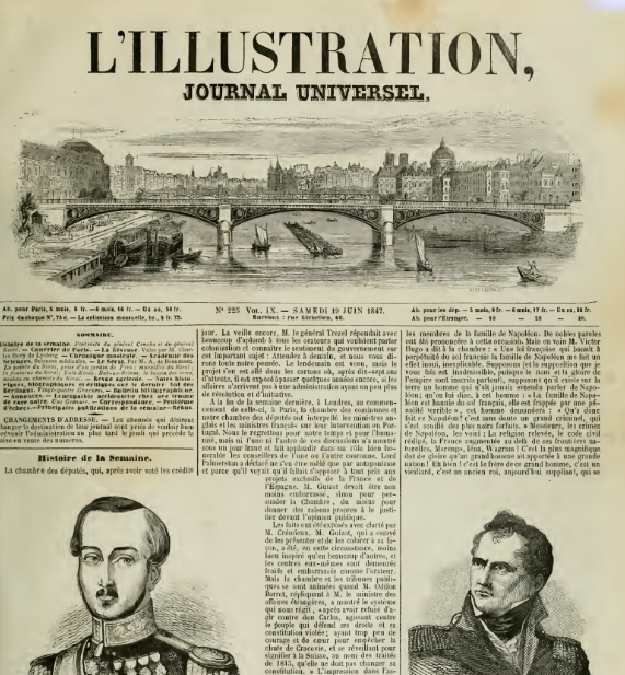 L' ILLUSTRATION 1847 N 225 PORTRAITS DU GENERAL CONCHA et du GENERAL SCOTT