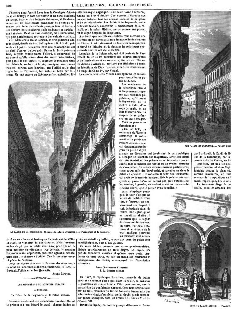 Les ministères du royaume d’Italie, à Florence (4 gravures).