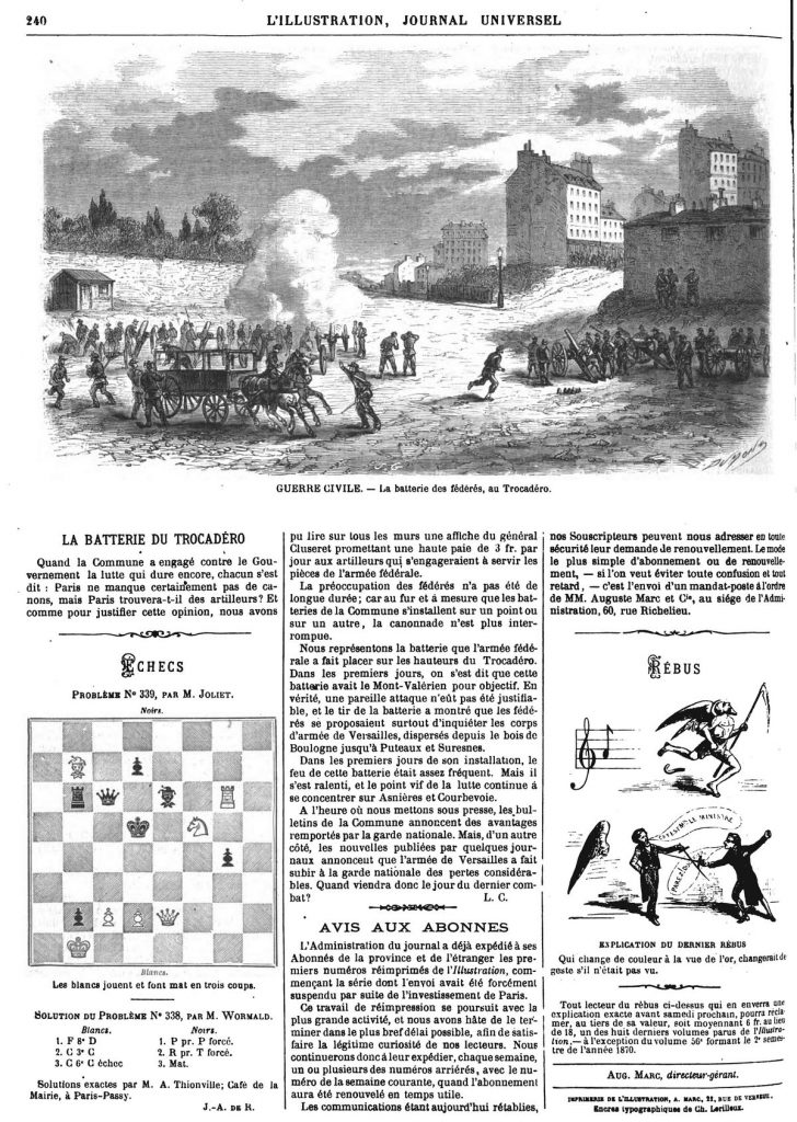 Guerre civile : la batterie des fédérés, au Trocadéro.