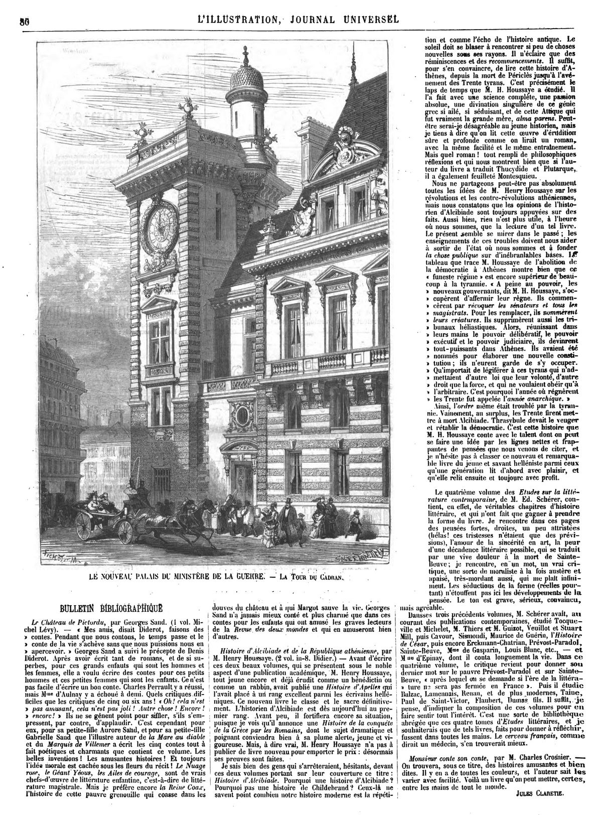 LE NOUVEAU PALAIS DU MINISTÈRE DE LA GUERRE - La Tour du cadran 1874