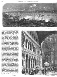 Voyage de S. M. l’Impératrice en Orient : Constantinople: Fêtes de nuit mr le Bosphore; visite à la mosqué de Sainte-Sophie.