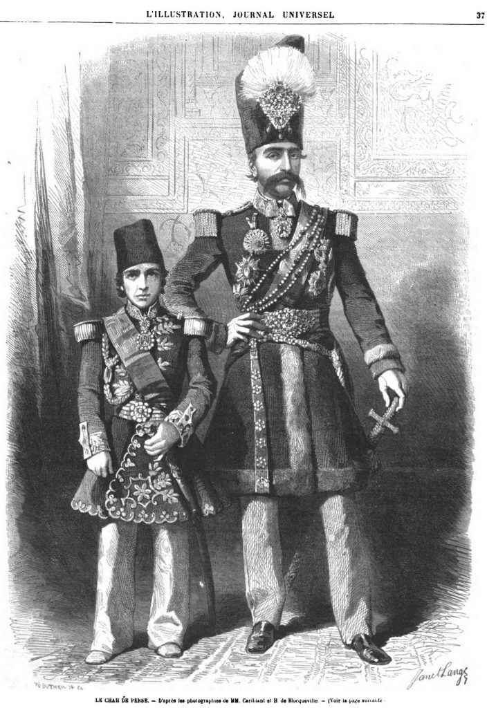 LE CHAH DE PERSE. Nasser-al-Din Shah Qajar - D'après les photographies de MM. Carlhiant et H de Blocqueville 1869