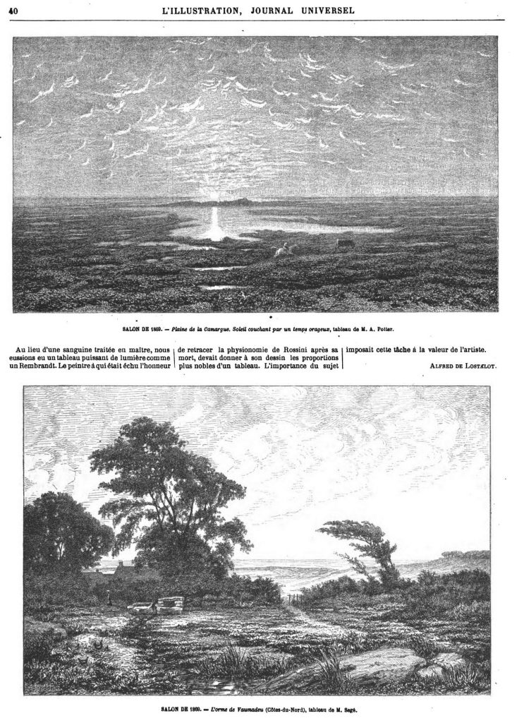 SALON DE 1869. - Plaine de la Camargue. Soleil couchant par un temps orageux, tableau de M. A. Potter.
