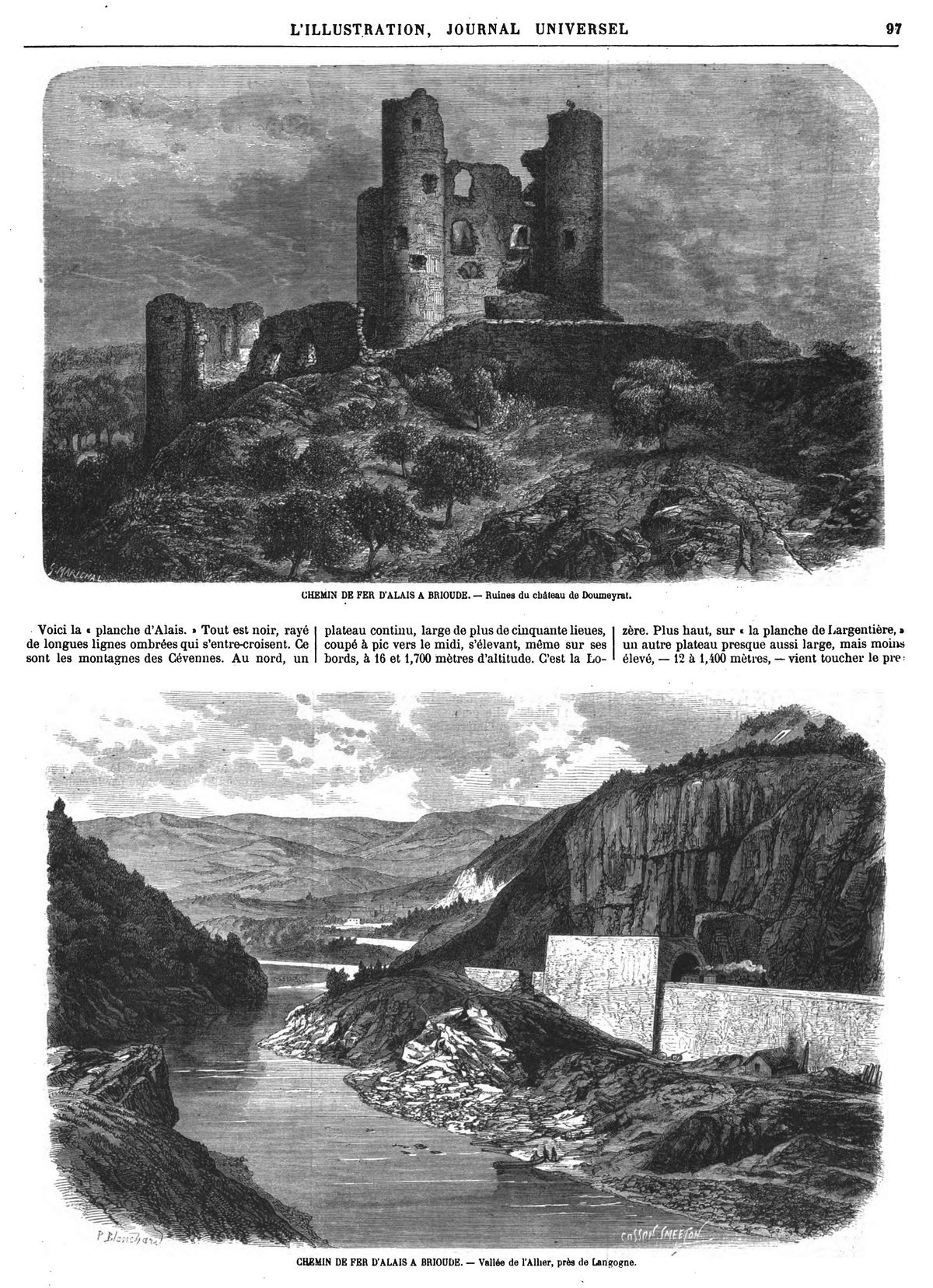 CHEMIN DE FER D'ALAIS A BRIOUDE. — Ruines du château de Doumeyrat.