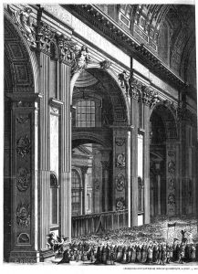 Cérémonies d’ouverture du Concile œcuménique, à Rome : Arrivée du cortège dans la grande nef de Saint-Pierre.