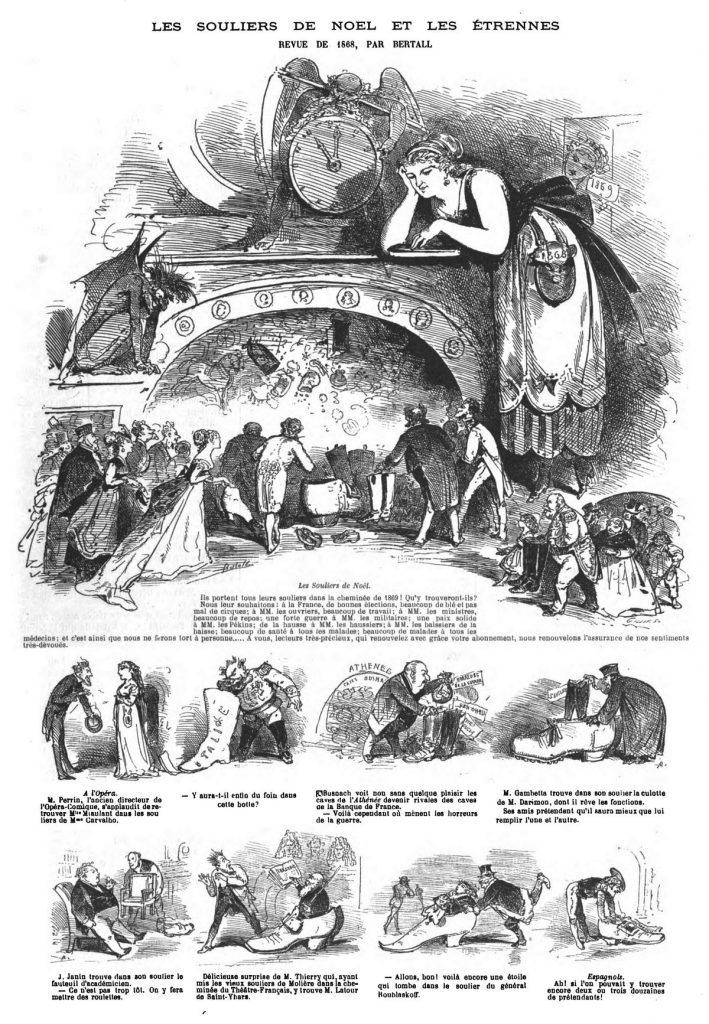 LEs SOULIERS DE NOEL ET LES ÉTRENNES REVUE DE 1868, PAR BERTALL